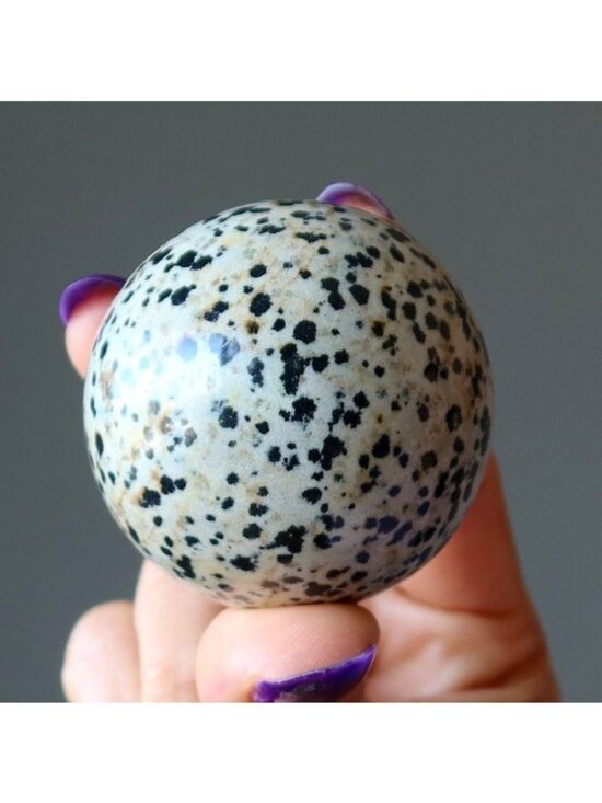 Satin Crystals Other - Dalmatian Jasper Sphere The Good Spot Crystal Ball Spotted Black White Stone Orb